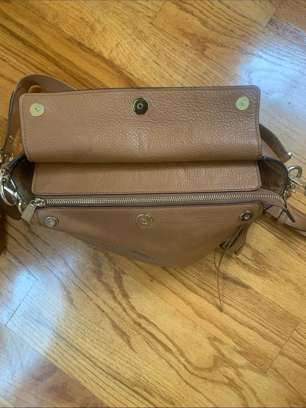 MICHAEL KORS Pebbled “Acorn” Leather Hobo Shoulder Bag with Gold Hardware